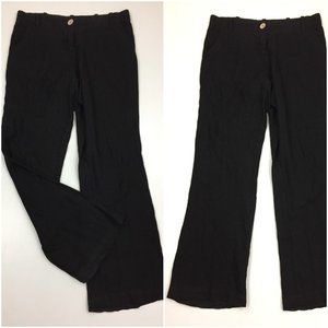 LA FEE MARABOUTEE France Black 100% Italian Linen Pockets Pants